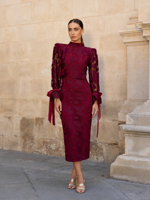 Vestido Mangas Amarante