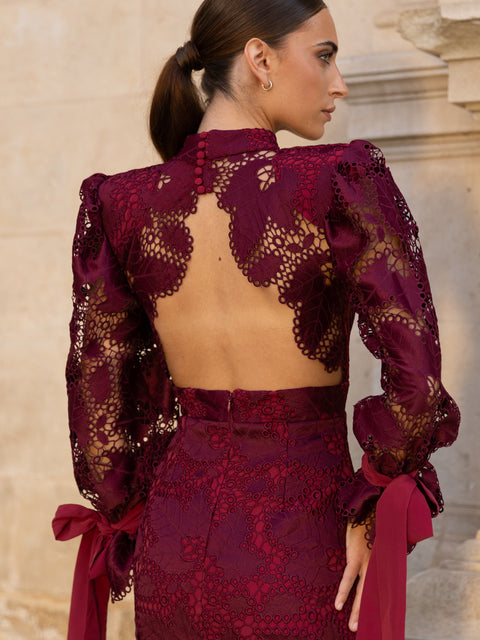 Vestido Mangas Amarante