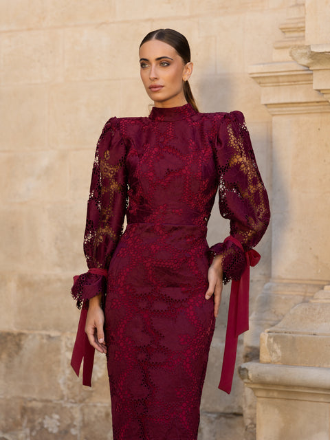 Vestido Mangas Amarante